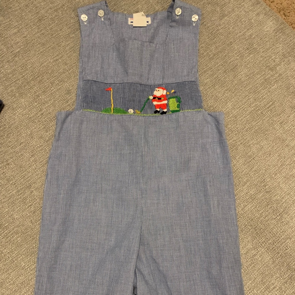 Smocked Santa golf longall. Euc